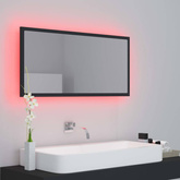 vidaXL Lustro łazienkowe z LED, szare, 90x8,5x37 cm, akryl