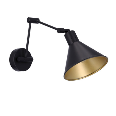 Kinkiet regulowany COPENHAGEN czarno-złoty - lampa do czytania w stylu industrialnym E14 