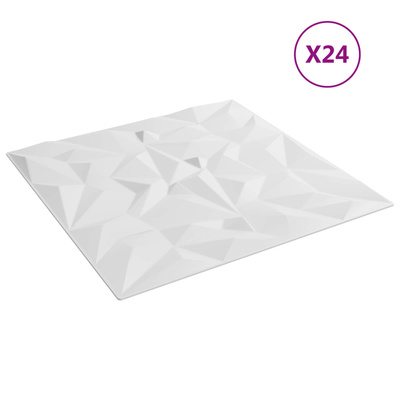 Panele ścienne 24 szt. 50 x 50 cm Biały Pianka XPS
