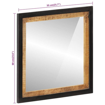 vidaXL Lustro łazienkowe, 55x1x60 cm, szkło i lite drewno mango
