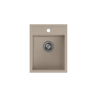 JOHNNY 90 GraniteQ zlewozmywak granitowy river sand (beżowy) 1-komorowy z/o (39x50x20), z syfonem stal szlachetna