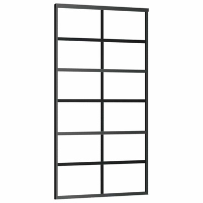 vidaXL Drzwi przesuwne, szkło ESG i aluminium, 102x205 cm, czarne
