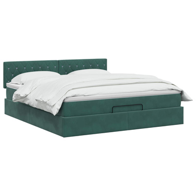 Łóżko ottoman z materacem Ciemnozielony 180 x 200 cm Welur
