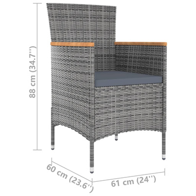 9-cz. zestaw mebli ogrodowych z poduszkami, rattan PE, szary