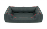 Legowisko dla psa Sofa Valencia Standard w kolorze ciemnoszarym z czerwonym wykończeniem Rozmiar: L - 100 x 75 cm