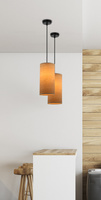 Lampa wisząca z abażurem Ballo czarna z korkowym abażurem do salonu