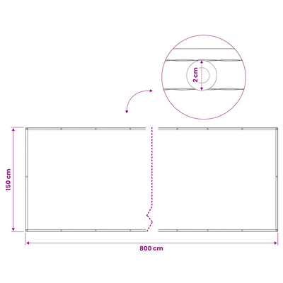 Ekran Prywatności Balkonowej 150 x 800 cm Tkanina z powłoką PU