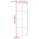vidaXL Drzwi przesuwne, czarne, 76x205 cm, szkło ESG i aluminium