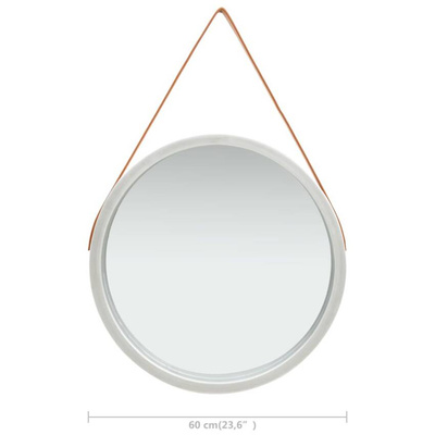 vidaXL Lustro ścienne na pasku, 60 cm, srebrne