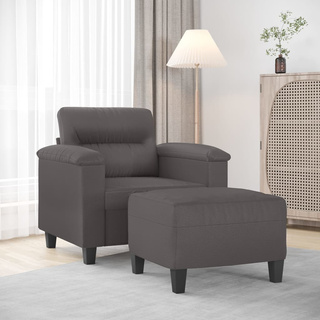 vidaXL Fotel z podnóżkiem, szary, 60 cm, sztuczna skóra