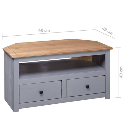 vidaXL Narożna szafka pod TV, szara, 93x49x49 cm, sosna, seria Panama