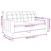 Sofa 2-osobowa, czarna, 140 cm, tapicerowana tkaniną