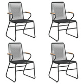 5-częściowy zestaw mebli ogrodowych, czarny, rattan PVC