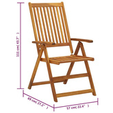 vidaXL Składane krzesła ogrodowe z poduszkami, 6 szt., drewno akacjowe