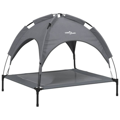 vidaXL Legowisko dla psa, z baldachimem, antracytowe, tkanina i stal