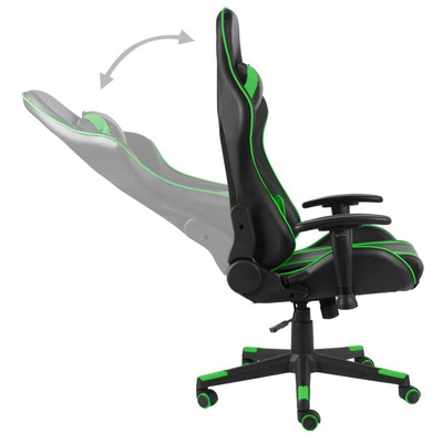 vidaXL Obrotowy fotel gamingowy, zielony, PVC
