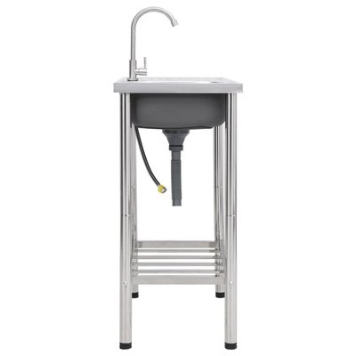 Zlewozmywak kempingowy, jednokomorowy z kranem, stal nierdzewna