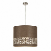 Lampa wisząca z abażurem Arabesca brązowa do salonu