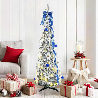 Sztuczna choinka z 100 diodami LED z podstawą Biały 150 cm PVC