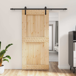 Drzwi przesuwne Naturalny i czarny 95 x 210 cm