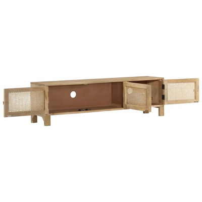vidaXL Szafka pod TV, 140x30x40 cm, drewno mango i naturalna trzcina