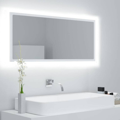 vidaXL Lustro łazienkowe z LED, białe, 100x8,5x37 cm, akryl