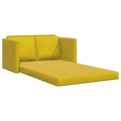 Sofa podłogowa 2-w-1, ciemnożółta, 122x204x55 cm, aksamit
