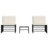 vidaXL Leżaki ze stolikiem, 2 szt., czarne, polirattan