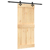 Drzwi przesuwne 90 x 210 cm Lite Drewno Sosnowe (Nieobrobione)