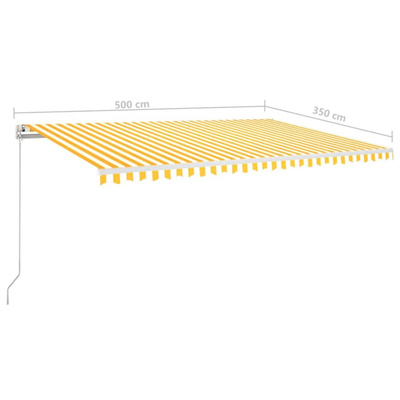 Ręcznie zwijana markiza z LED, 500x350 cm, żółto-biała