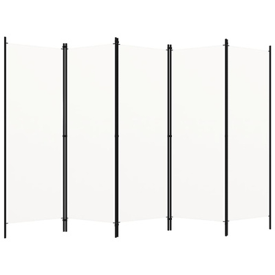 Parawan 5-panelowy, biały, 250 x 180 cm