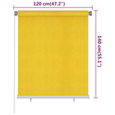 vidaXL Roleta zewnętrzna, 120x140 cm, żółta, HDPE
