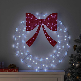 Wianek z 60 diodami LED Zimna biel 76 x 76 x 8,5 cm Akryl