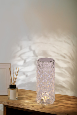 Lampka nocna Brillo srebrna LED dotykowa z usb ze ściemniaczem