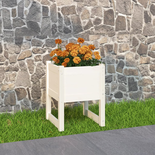 vidaXL Donica, biała, 40x40x52,5 cm, lite drewno sosnowe