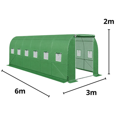 Tunel Ogrodowy Foliowy Szklarnia Na Warzywa Z Oknami Zielony UV 2x3 M 6M²