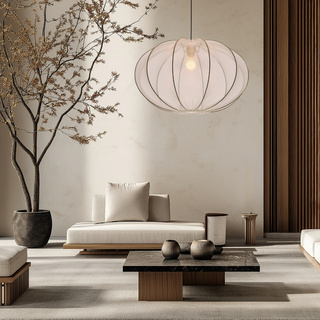 Lampa wisząca z abażurem Mellow siateczkowy biały 60 cm do salonu