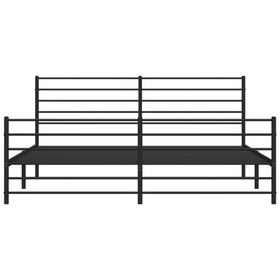 vidaXL Metalowa rama łóżka z wezgłowiem i zanóżkiem, czarna, 200x200cm