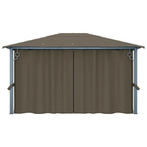 Altana z zasłonami i lampkami LED, 4x3 m, taupe, aluminium