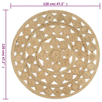 Dywan pleciony ręcznie z juty, 120 cm vidaXL