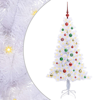 Sztuczna choinka z 150 diodami LED Biały 150 cm PVC i Stal