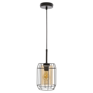 JONERA lampa wisząca czarny 1x40W E27 klosz  bursztynowy