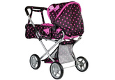 Wózek Dla Lalek Alice Nosidełko Torba Czarno- Różowy