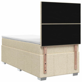 Łóżko z box spring LED z materacem kremowy 100 x 200 cm tkanina
