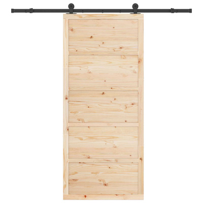 Drzwi przesuwne 90 x 208 cm Lite drewno sosnowe naturalny