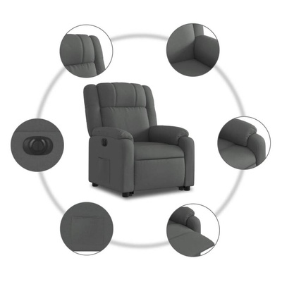 vidaXL Podnoszony fotel masujący, elektryczny, rozkładany, ciemnoszary