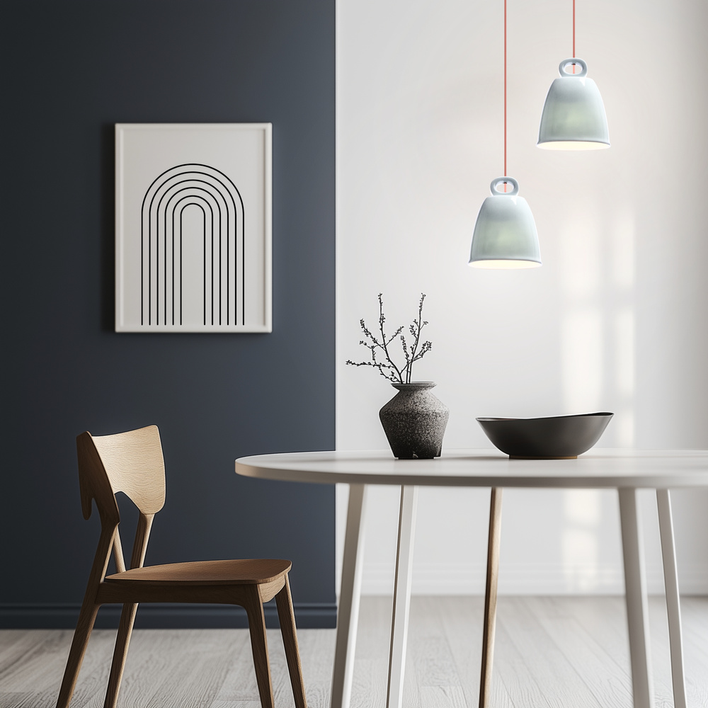 Lampa wisząca SEWILLA niebieska - z ceramicznym kloszem - skandynawska lampa nad wyspę i stół