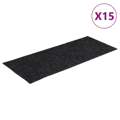 Maty na schody samoprzylepne 15 szt. 60x25 cm ciemnoszare prostokątne