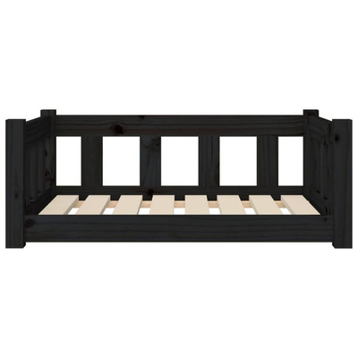 vidaXL Legowisko dla psa, czarne, 75,5x55,5x28 cm, lite drewno sosnowe