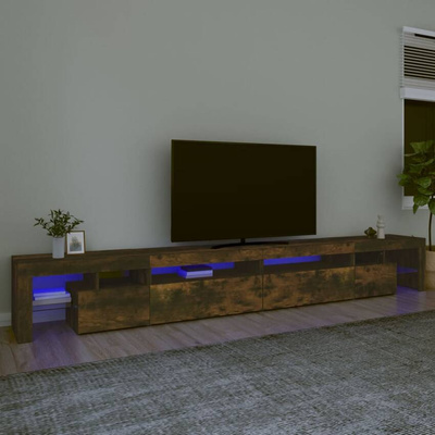 vidaXL Szafka pod TV z oświetleniem LED przydymiony dąb 290x36,5x40 cm